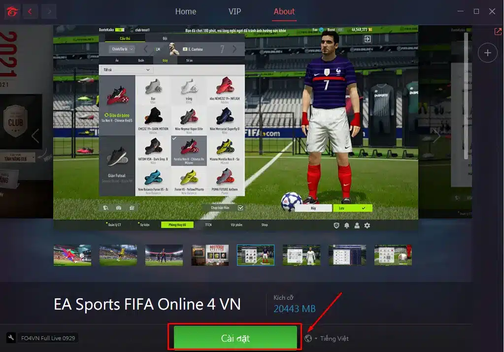 ải FIFA Online 4 trên Garena PC Bước 4